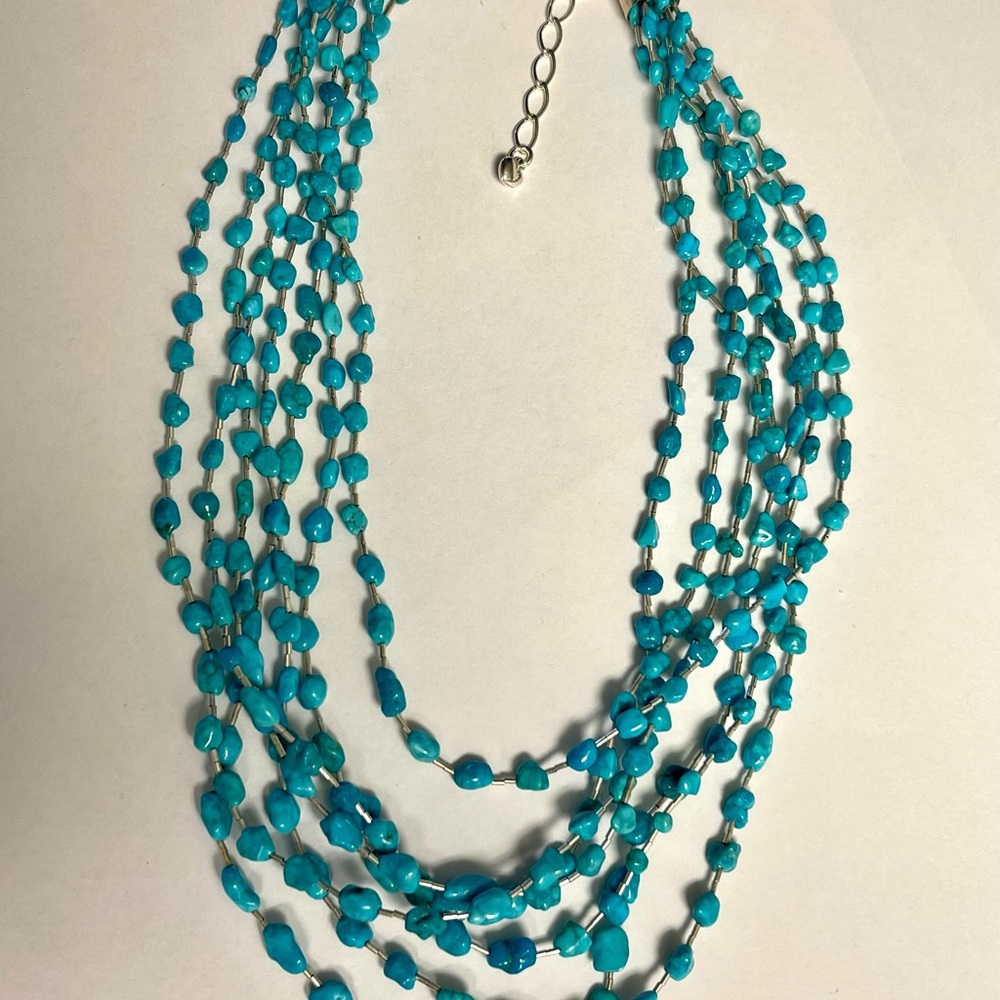 Jay King DTR Liquid Sterling Silver Blue Turquoise Multi Strands Necklace. - Picture 4 of 7